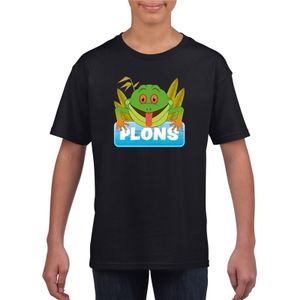 T-shirt zwart voor kinderen met Plons de kikker XL (158-164)  -
