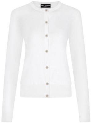 Dolce & Gabbana cardigan en soie à boutonnière - Blanc