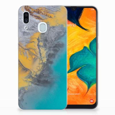 Samsung Galaxy A30 | TPU | Siliconen hoesje | Marble Blue Gold