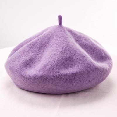 Vrouwen wol Vintage effen kleur Berets Cap (paars)