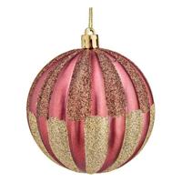 Kerstbal Ø 8 cm 6 Stuks Roze PVC Plastic