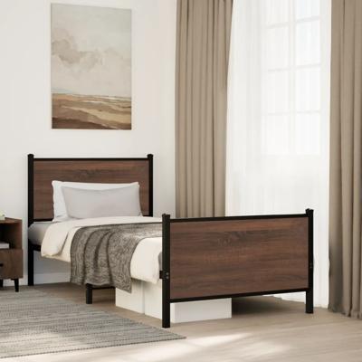 Bedframe zonder matras metaal bruin eikenkleurig 90x190 cm