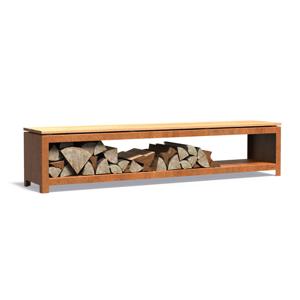 Forno LOGG houtopslag 200 x 40 x 43 cm cortenstaal