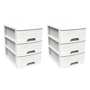 EDA Ladeblok/bureau organizer A5 - wit - 2x lades - stapelbaar - L27 x B36 x H35 cm