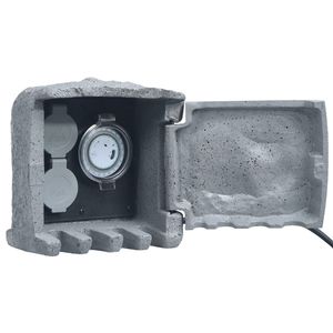 VidaXL Tuinstopcontact 2 ingangen met timer polyresin grijs