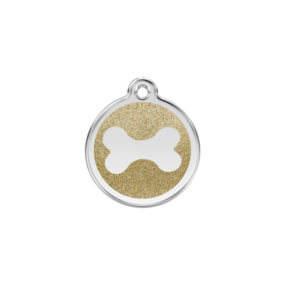 Bone Gold glitter hondenpenning small/klein dia. 2 cm - Reddingo