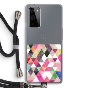 Gekleurde driehoekjes: OnePlus 9 Pro Transparant Hoesje met koord