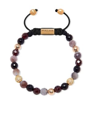 Nialaya Jewelry bracelet à perles serti de cristaux - Noir
