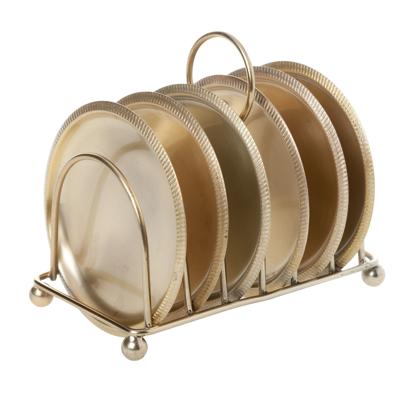 Cosy & Trendy Glazenonderzetters - 6x - goudkleurig - in houder - 10 cm
