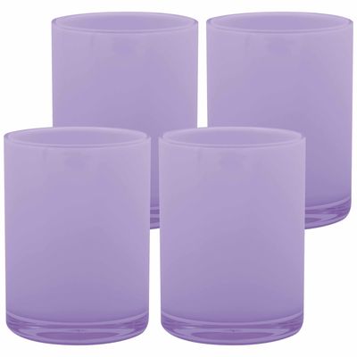 Drinkbeker/limonadebeker - 4x - kunststof - lila paars - 440 ml - luxe design Drinkbeker/limonadebeker - 4x - kunststof - lila paars - 440 ml - luxe design