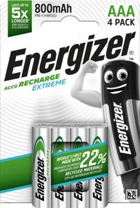 Energizer herlaadbare batterijen Extreme AAA, blister van 4 stuks