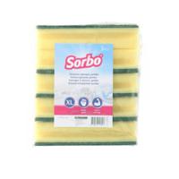 Sorbo schuurspons / schoonmaakspons - 5x stuks - met groene schuurvlak - 17 x 10 x 5 cm