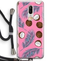 Kokosnoot roze: OnePlus 6 Transparant Hoesje met koord
