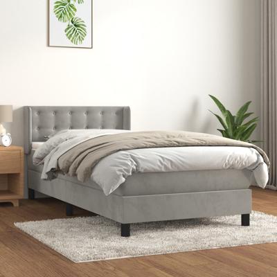 Boxspring met matras fluweel lichtgrijs 90x190 cm
