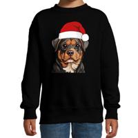 Kersttrui / sweater honden - kinderen - rottweiler - zwart - kerstmuts - Kerstmis