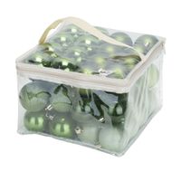 48x stuks kunststof kerstballen groen 6 cm in opbergtas/opbergbox   -