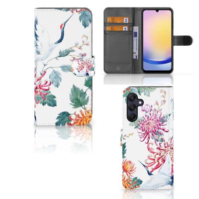 Samsung Galaxy A25 | Telefoonhoesje | Met pasjeshouder | Bird Flowers