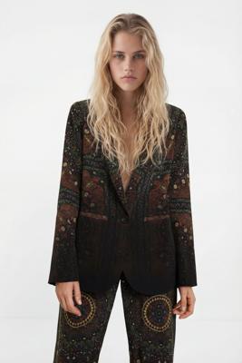 Boho-blazer met mandala's - BROWN - L