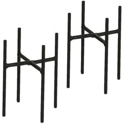 Mica Decorations - 2x - bloempot plantenpot standaard / verhoger - zwart - B8.5 x H9 cm - metaal