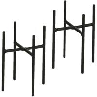 Mica Decorations - 2x - bloempot plantenpot standaard / verhoger - zwart - B8.5 x H9 cm - metaal