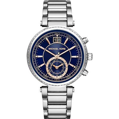 Michael Kors Dames Parker chronograaf marine wijzerplaat roestvrij stalen horloge MK6117