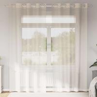 Gordijnen voile met doorvoertules 2 st 140x245 cm crmekleurig