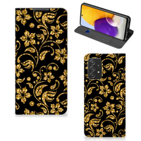 Samsung Galaxy A72 (5G/4G) Smart Cover Gouden Bloemen - thumbnail