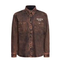 King Kerosin Denim Worker Shirt Tint Washed Dark Camel-XXXXXL