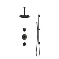 Hotbath Cobber IBS20BL inbouwdouche met 30cm plafondbuis, 30cm hoofddouche en glijstang zwart mat - thumbnail