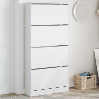 Schoenenkast met 4 klaplades 80x21x163,5 cm wit