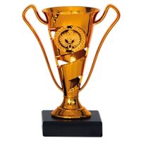 Luxe trofee/prijs beker met sierlijke oren - brons - kunststof - 17 x 11 cm