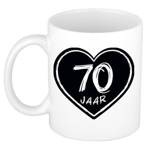 Bellatio Decorations cadeau mok/beker - 70 jaar - verjaardag - keramiek - 300 ml   -