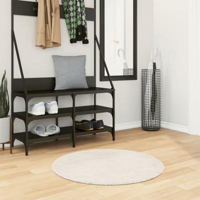VidaXL Vloerkleed istan hoogpolig glanzend ø 80 cm crèmekleurig