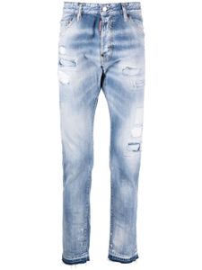 DSQUARED2 jean effet-usé à patch logo - Bleu