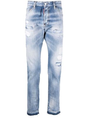 DSQUARED2 jean effet-usé à patch logo - Bleu