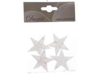 Ornament plc d4,5 cm ster glitter wit 4st - Decoris