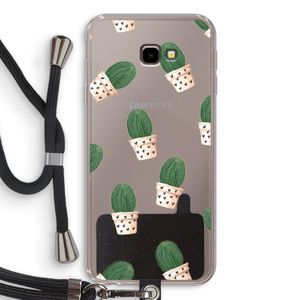Cactusprint roze: Samsung Galaxy J4 Plus Transparant Hoesje met koord