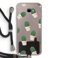 Cactusprint roze: Samsung Galaxy J4 Plus Transparant Hoesje met koord