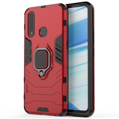 PC + TPU schokbestendige beschermhoes voor vivo Z5X met magnetische ring houder (rood)