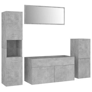 The Living Store Badkamermeubelset - Betongrijs - 90 x 38.5 x 46 cm - 1 spiegel - 1 wastafelkast - 1 lage kast - 1