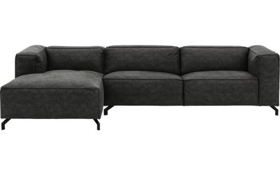 Goossens Bank Calvin grijs, micro leer, 3,5-zits, modern design