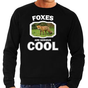 Dieren bruine vos sweater zwart heren - foxes are cool trui