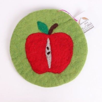 Vilten Onderzetter Appel Groen (Rond)