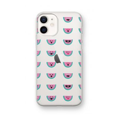 Smiley watermeloenprint: iPhone 12 mini Transparant Hoesje