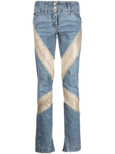 Dolce & Gabbana Pre-Owned jean slim à empiècements contrastants (années 2000) - Bleu