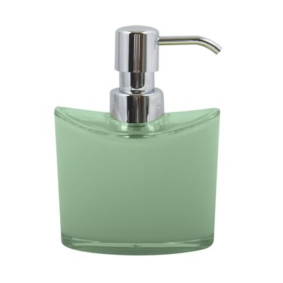 Zeeppompje/zeepdispenser Aveiro - PS kunststof - groen/zilver - 11 x 14 cm - 260 ml