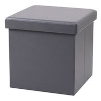 Urban Living Poef Leather BOX - hocker - opbergbox - grijs - PU/mdf - 38 x 38 cm - opvouwbaar - Poefs - thumbnail