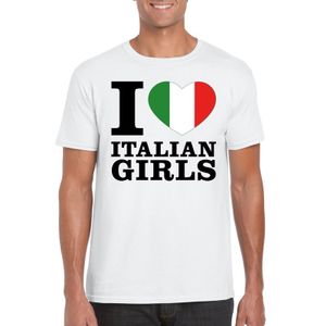 Wit I love Italian girls/ I love Italiaanse dames t-shirt voor heren 2XL  -