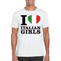 Wit I love Italian girls/ I love Italiaanse dames t-shirt voor heren 2XL  -