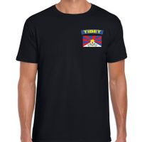 Tibet t-shirt met vlag zwart op borst voor heren